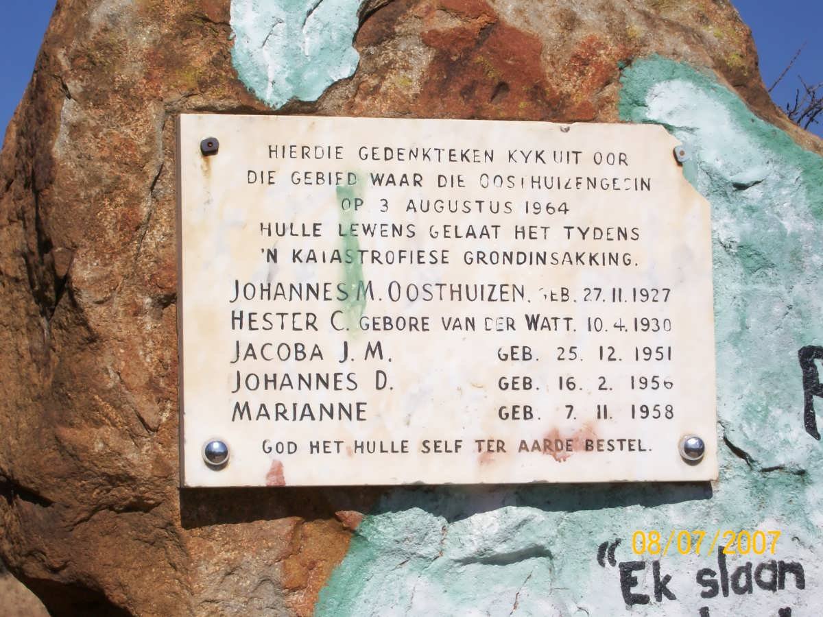 OOSTHUIZEN Johannes M. 1927-1964 &amp; Hester C. VAN DER WATT 1930-1964