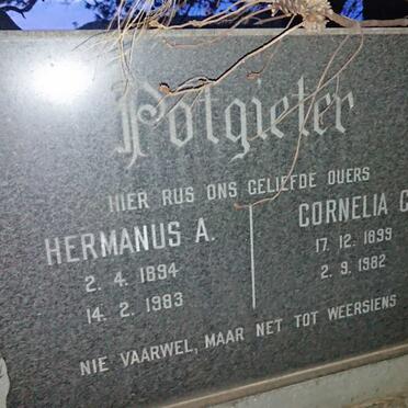 POTGIETER Hermanus A. 1894-1983 & Cornelia C. 1899-1982