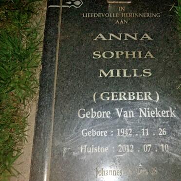 MILLS Anna Sophia previously GERBER nee VAN NIEKERK 1926-2010