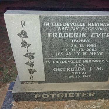 POTGIETER Frederik Evert 1930-2002 & Getruida J.M. 1947-