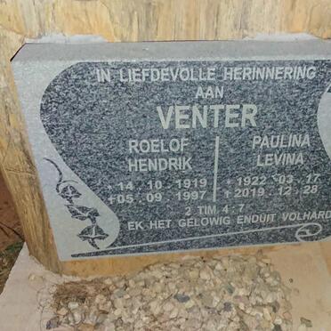 VENTER Roelof Hendrik 1919-1997 & Paulina Levina 1922-2019