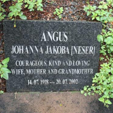 ANGUS Johanna Jakoba nee NESER 1918-2002