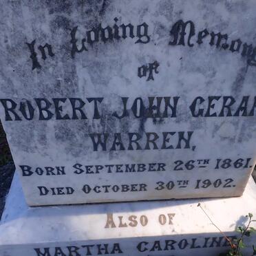 WARREN Robert John Gerard 1861-1902 &amp; Martha Caroline 1860-1892