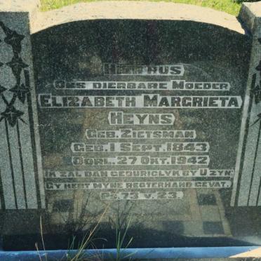 HEYNS Elizabeth Margrieta nee ZIETSMAN 1843-1942