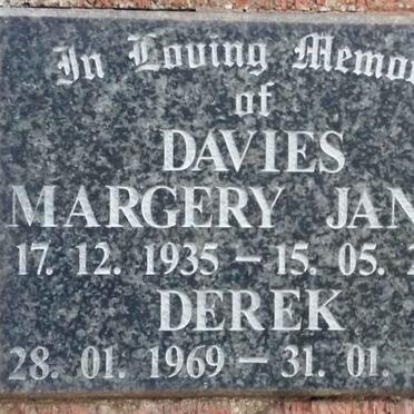 DAVIES Margery Janet 1935-2001 :: DAVIES Derek 1969-1969