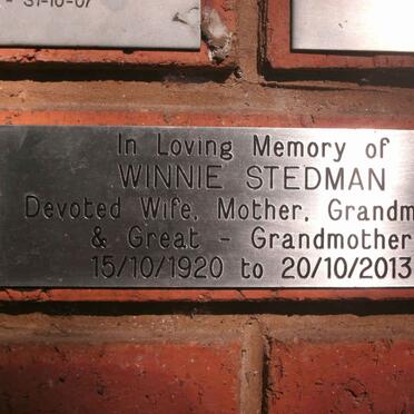 STEDMAN Winnie 1920-2013