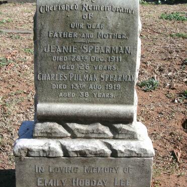 SPEARMAN Charles Pulman -1919 &amp; Jeanie -1911 :: LEE Emily Hobday -1943