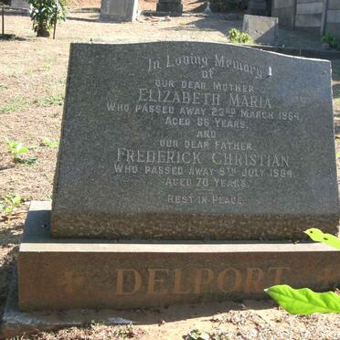DELPORT Frederick Christian -1964 &amp; Elizabeth Maria -1964