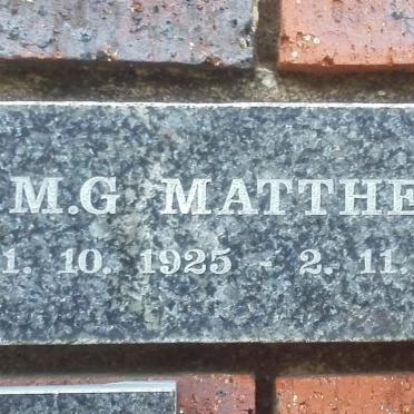 MATTHEWS M. G. 1925-2001