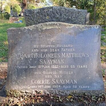 SAAYMAN Bartholomeus Matthews -1967 & Corrie -1984