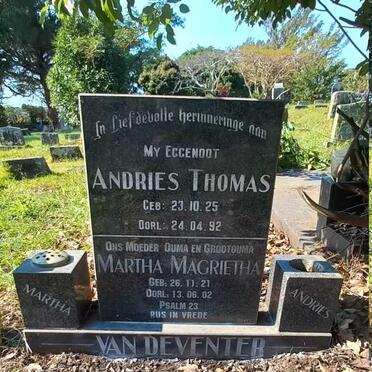 DEVENTER Andries Thomas, van 1925-1992 & Martha Magrietha 1921-2002