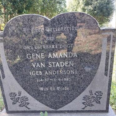 STADEN Gene Amanda, van nee ANDERSON 1957-1982