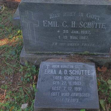 SCHUTTE Emil C.H. 1897-1967 :: SCHUTTE Erna A.D. nee SCHUTZE 1903-1991