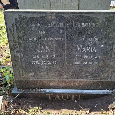 TAUTE Jan 1941-1987 & Maria 1943-1999