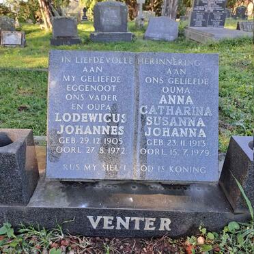 VENTER Lodewicus Johannes 1905-1972 & Anna Catharina Susanna Johanna 1913-1979