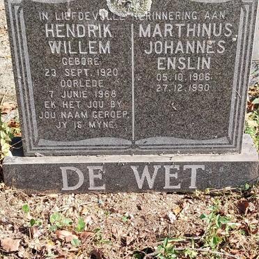 WET Hendrik Willem, de 1920-1968 :: WET Marthinus Johannes Enslin, de 1906-1990