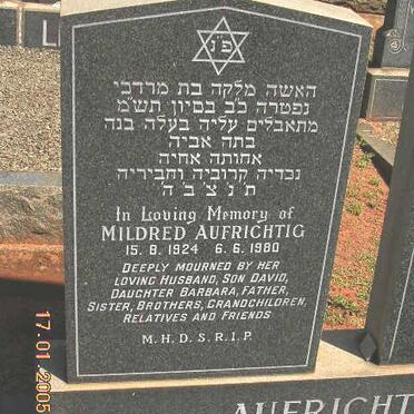 AUFRICHTIG Mildred 1924-1980