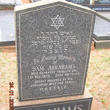 ABRAHAMS Sam -1922