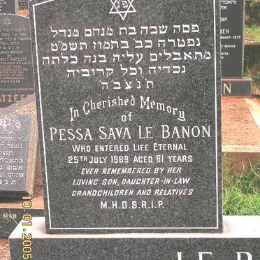 BANON Pessa Sava, le -1989