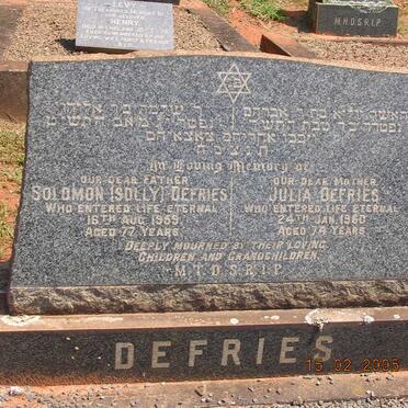 DEFRIES Solomon -1959 &amp; Julia -1960