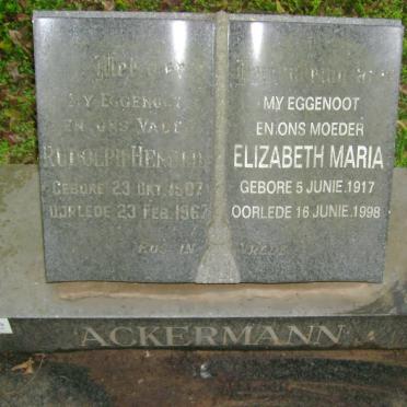ACKERMANN Rudolph Hendrik 1907-1967 &amp; Elizabeth Maria 1917-1998