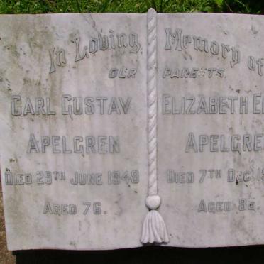 APELGREN Carl Gustav -1949 &amp; Elizabeth Edith -1963