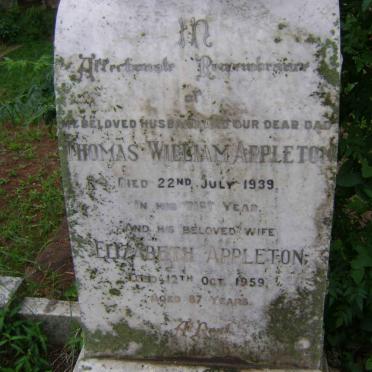 APPLETON Thomas William -1939 &amp; Elizabeth -1959