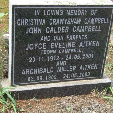 AITKEN Archibald Miller 1909-2003 &amp; Joyce Eveline CAMPBELL 1912-2001