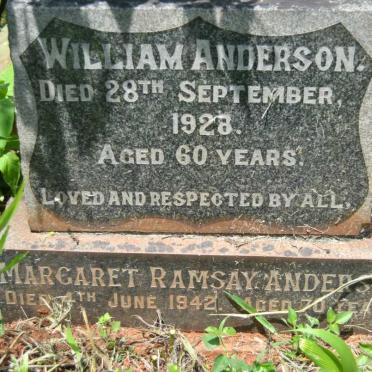 ANDERSON William -1928 &amp; Margaret RAMSAY -1942
