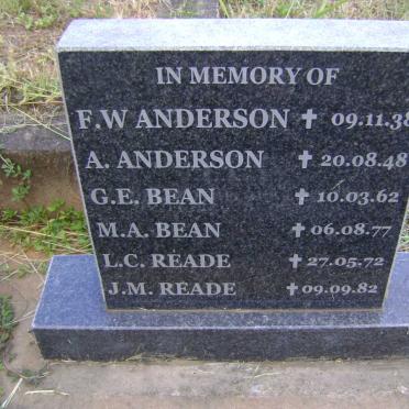 ANDERSON :: BEAN :: READE