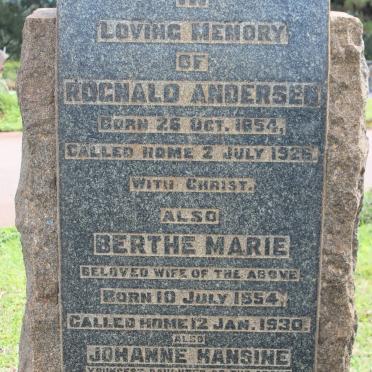 ANDERSEN Rognald 1854-1926 &amp; Berthe Marie 1854-1930 :: HANSINE Johanne 1889-1946