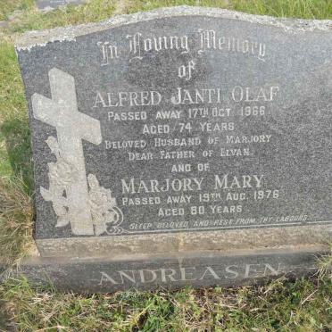 ANDREASEN Alfred Janti Olaf -1966 &amp; Marjory Mary -1976