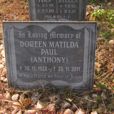PAUL Doreen Matilda nee ANTHONY 1928-2011
