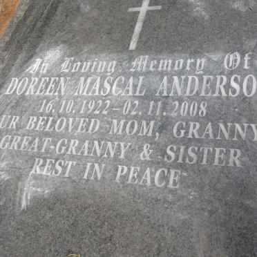ANDERSON Doreen Mascal 1922-2008