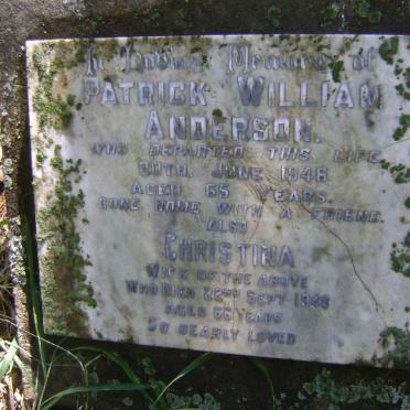 ANDERSON Patrick William -1946 &amp; Christina -1948