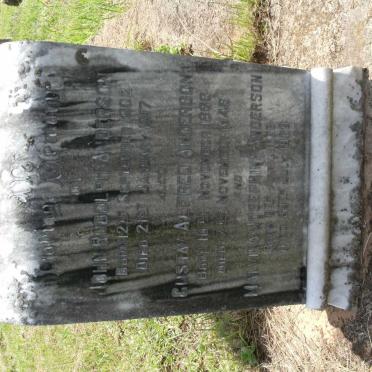 ANDERSON Gustav Alfred 1866-1946 &amp; Malvina Josephina 1873-1969