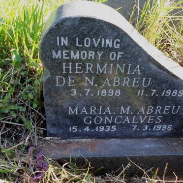 ABREU Herminia De N. 1898-1989 :: GONCALVES Maria M. nee ABREU 1935-1996