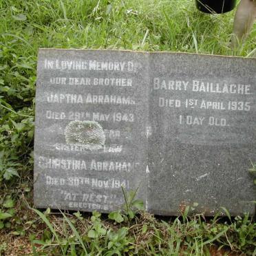 ABRAHAMS Japtha -1943 &amp; Christina -1941 :: BAILLACHE Barry -1935