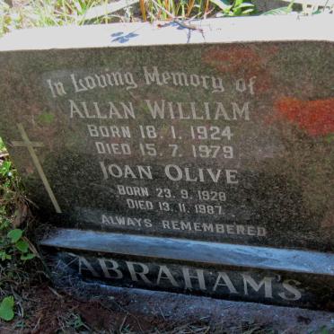ABRAHAMS Allan William 1924-1979 &amp; Joan Olive 1928-1987
