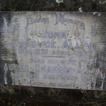 ALLAN John Fordyce -1940 &amp; Agnes Graham -1956