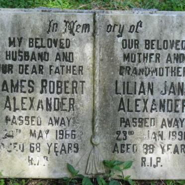 ALEXANDER James Robert -1966 &amp; Lilian Jane -1996 