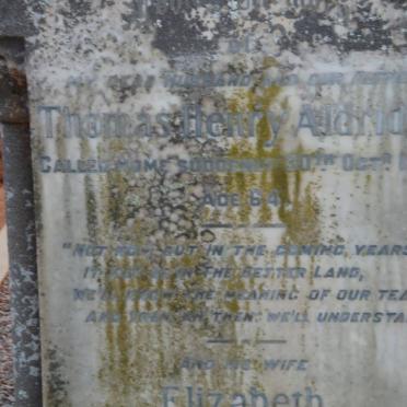 ALDRIDGE Thomas Henry -1925 &amp; Elizabeth Bessie -1948