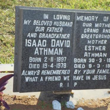 ATHMAN Isaac David 1897-1979 &amp; Esther 1909-1993