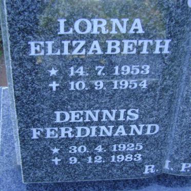 AUGUSTINE Dennis Ferdinand 1925-1983 :: AUGUSTINE Lorna Elizabeth 1953-1954