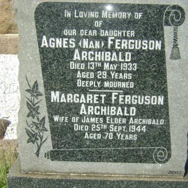 ARCHIBALD Margaret Ferguson -1944 :: ARCHIBALD Agnes Ferguson  -1933