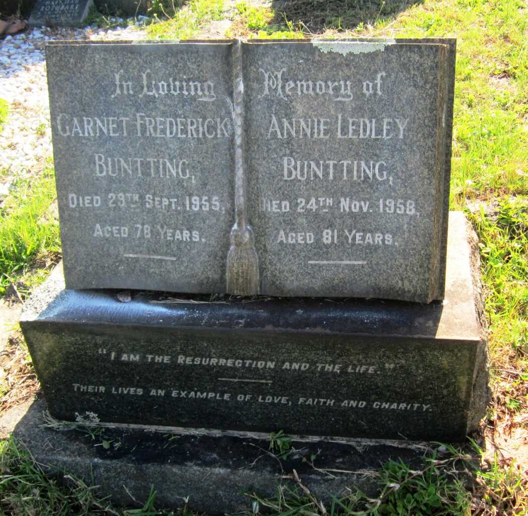 BUNTING Garnet Frederick -1955 &amp; Annie Ledley -1958