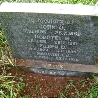 BURNE John O. 1885-1952 &amp; Dorothy M. 1888-1981 :: BURNE Eileen D. 1920-1984 :: BURNE Margaret J. 1955-1979