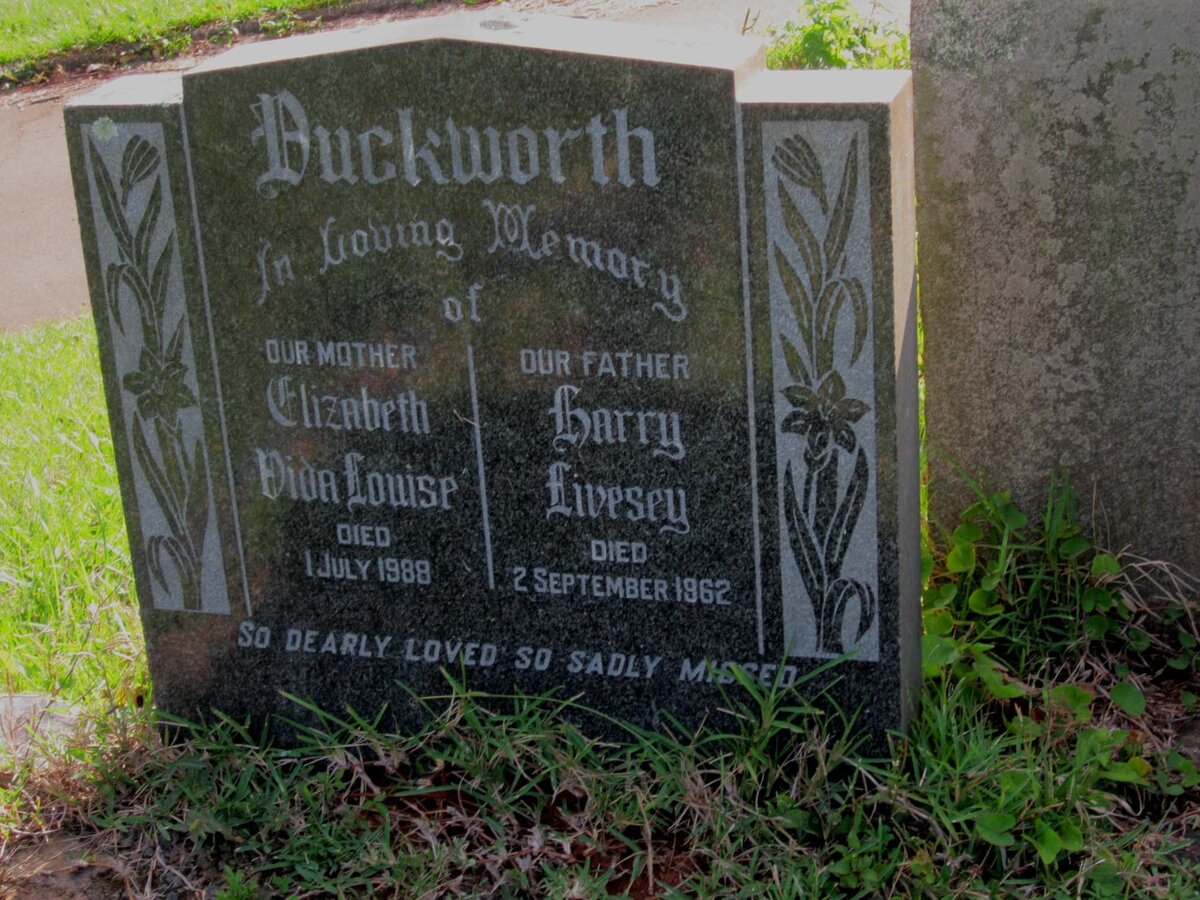 BUCKWORTH Harry Livesey -1962 &amp; Elizabeth Vida Louise -1988