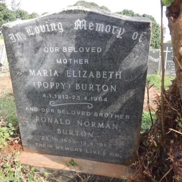 BURTON Maria Elizabeth 1912-1964 :: BURTON Ronald Norman 1932-1982