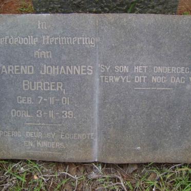 BURGER Barend Johannes 1901-1939